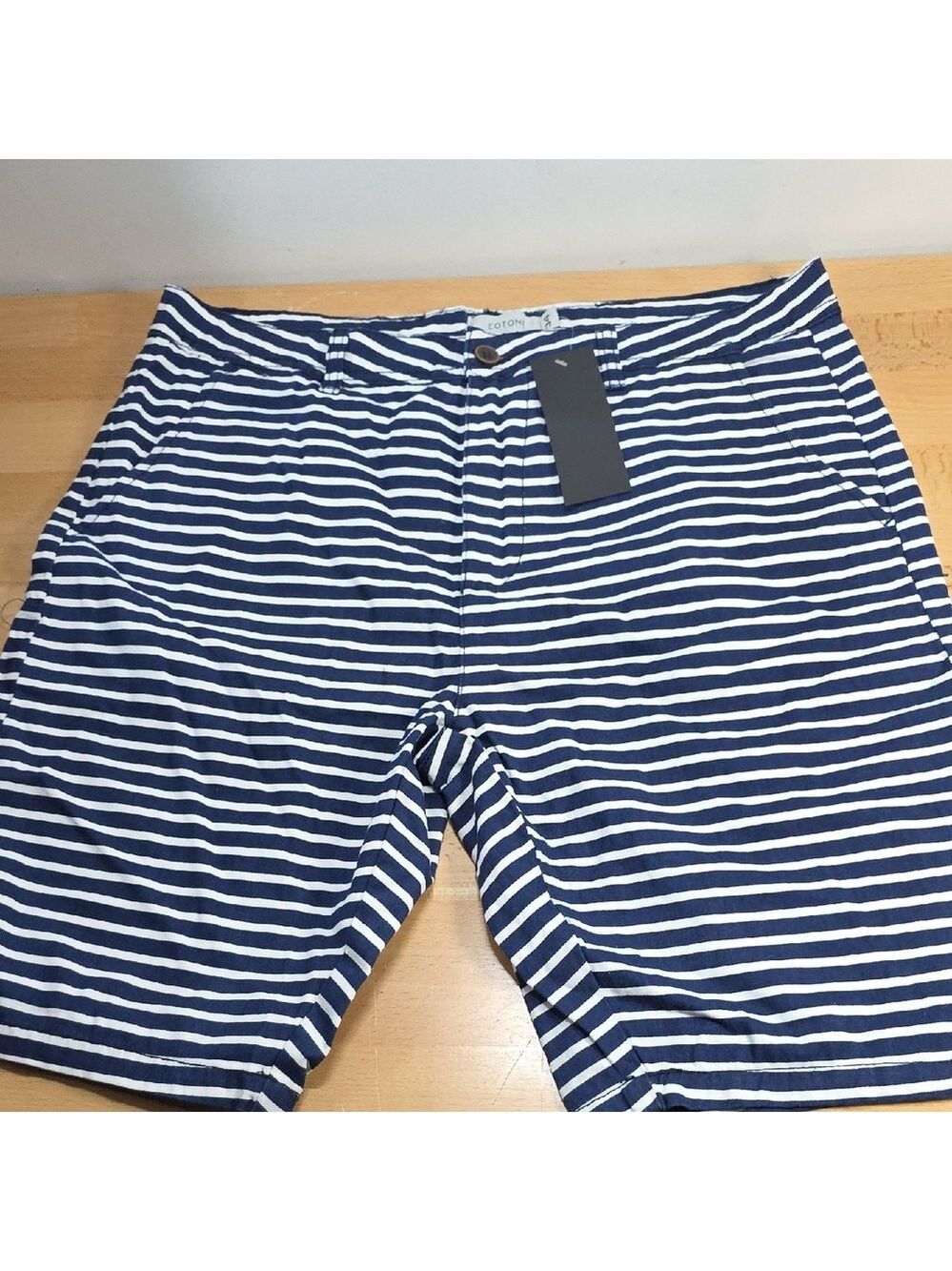 SKU 1827 Cotone Navy and White Striped Shorts